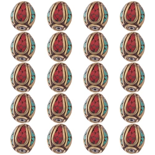 HOMSFOU 20 Stück Handgefertigte Nepal Buddha Perlen Messing mit Türkis Abstandshaltern für Diy Schmuckherstellung für Armbänder und von HOMSFOU