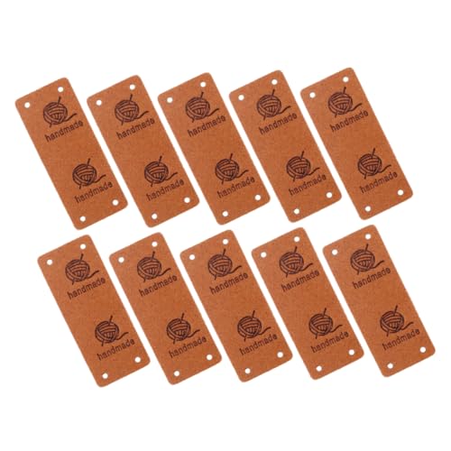 HOMSFOU 20 Stück Handgefertigtes Lederetikett kleidungsetiketten Lederetiketten für Kleidung Taschen Stich benutzerdefinierte Tags für handgefertigte Artikel Tags für Häkelartikel Brown von HOMSFOU