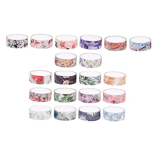 HOMSFOU 20 Stück Handgemalte Blumenmuster Washi Tapes Dekorative Klebebänder für Scrapbooking Diy Journal und Vielseitige Stationery Aufkleber und Album Tape von HOMSFOU