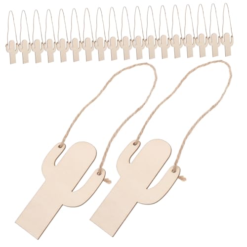 HOMSFOU 20 Stück Holzspäne lackieren party dekoration Kaktus -Ornamente Kaktus-Tags Kaktusdekorationen für Party Kaktusausschnitte Beige von HOMSFOU