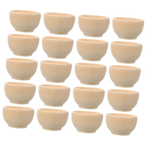 HOMSFOU 20 Stück Kleine Holzschale Holzschalen Unvollendete Ornamente Bemalbare Ornamente Malerei Ornament Schmuck Selber Machen Schmuckherstellung Ornamente Malen Bastelschüssel Beige von HOMSFOU