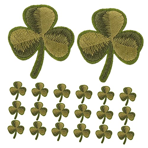 HOMSFOU 20 Stück Kleine Shamrock Bügelaufnäher Bestickte Applikationen für Kleidung Taschen Hüte DIY Dekoration und Reparatur Kompakte Einfach zu Verwenden für Patricks Day von HOMSFOU