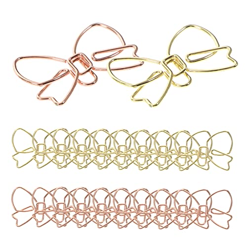 HOMSFOU 20 Stück Kreative Büroklammern im Metallische Schleifen Designs Roségold und Gold für Dokumente Fotos und Tägliche Büroanwendungen von HOMSFOU