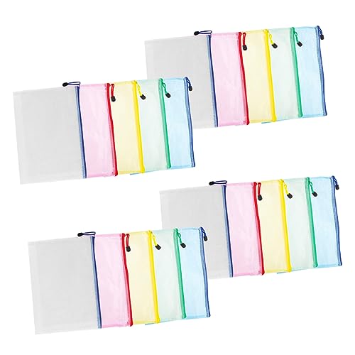 HOMSFOU 20 Stück Mesh Reißverschlusstaschen Wasserdichte Dokumentenaufbewahrung Transparente PVC File Bags für Bürobedarf für Lehrer und Büroangestellte von HOMSFOU