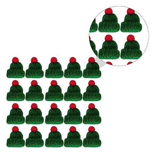 HOMSFOU 20st Mini-mütze Kleine Weihnachtsschneemannmützen Mini-partyhüte Mini-fingermütze Zum Stricken Gefälligkeiten Für Weihnachtsfeiern Weihnachtspuppenhut Strickgarn Bommel Partyhut von HOMSFOU