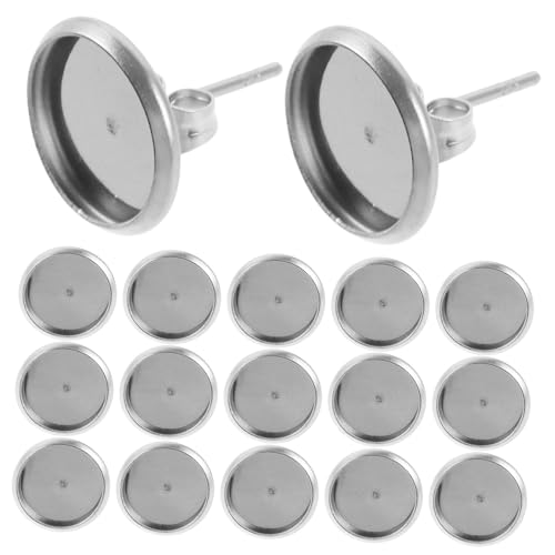 HOMSFOU 20 Stück Ohrring Schweißnadel Becken Flaches Rundes Fassungstablett Cabochon Ohrstecker Ohrring Herstellungsbasis Ohrstecker Basis Schmuck DIY Ohrring Lünettenrohlinge von HOMSFOU