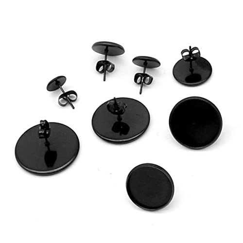 HOMSFOU 20 Stück Ohrstecker Basis Diy Schmuckzubehör Kreative Ohrstecker Korkbasis Schwarz Runde Ohrringe mit Ohrstopper für Frauen und Mädchen Schmuckherstellung Zubehör Schwarze von HOMSFOU