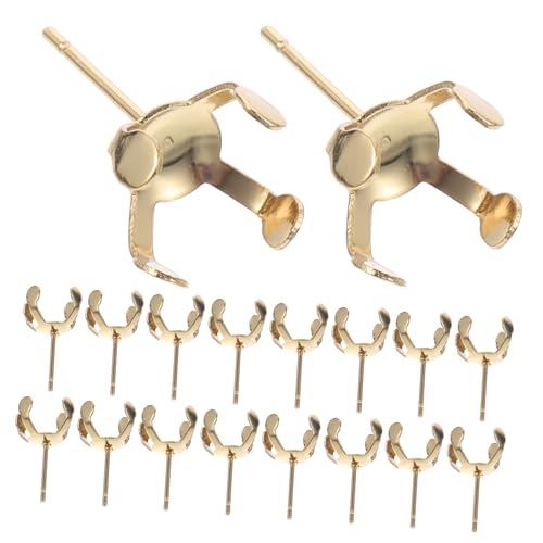 HOMSFOU 20 Stück Ohrstecker Perlen Claw Post Fittings für DIY Schmuckherstellung Goldene Ohrstecker Zubehör für Bastelprojekte Langlebig und Einfach zu Verwenden von HOMSFOU
