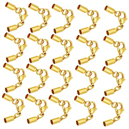 HOMSFOU 20 Stück Schnalle aus Lederband Sterling Halskette Kabel Haken für Armbänder Schließungen Armbandschnalle Verschlüsse Hummerschere Schmuckverschluss Kettenverschluss Golden von HOMSFOU