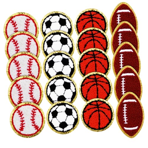 HOMSFOU 20 Stück Teiliges Aufnäher zum Aufbügeln Basketball Fußball Baseball Applikationen für Jeans und Mehr für Reparaturen und Diy Projekte Vielseitige Designs für von HOMSFOU