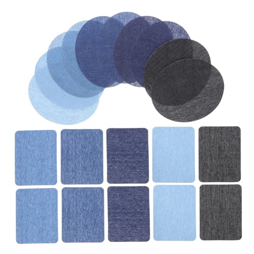 HOMSFOU 20 Stück Teiliges Bestickte Denim Flicken zum Aufbügeln und Annähen Ovale Ellbogen Knieflicken aus Strapazierfähigem Jeansstoff Vielseitig für Jeans Jacken Pullover und von HOMSFOU