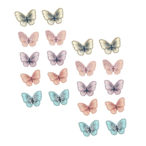 HOMSFOU 20 Stück Teiliges Bestickte Schmetterlings Applikationen für Diy Kleidung Schuhe Haaraccessoires Vielseitig für Hochzeit Kostüme Reparatur und Kreative Handarbeiten Geeignet von HOMSFOU