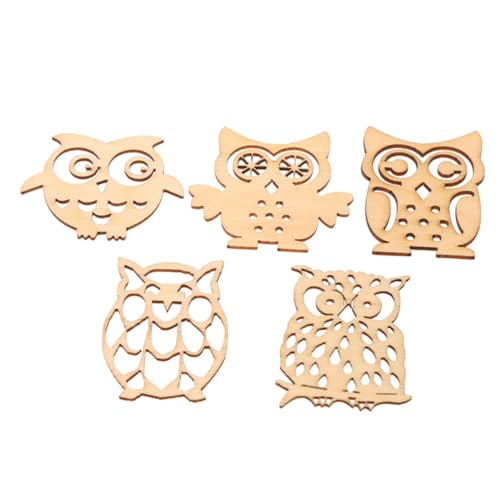 HOMSFOU 20 Stück Teiliges Hohl Geschnitzte Holz eulen ausschnitte Naturfarbene DIY holzornamente für Bastelprojekte Stabile Glatte Holzscheiben zur Dekoration und Scrapbooking von HOMSFOU