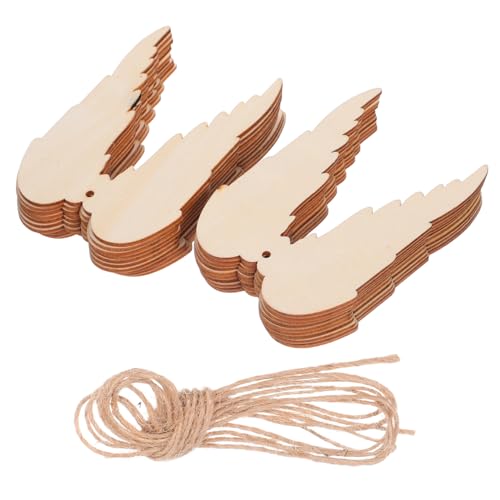 HOMSFOU 20 Stück Teiliges Holzflügel zum Selbstgestalten Unbemalte Engelsflügel mit Glatter Oberfläche Vorgebohrt mit Band Vielseitige Diy-holzanhänger für Weihnachts Partydekorationen von HOMSFOU