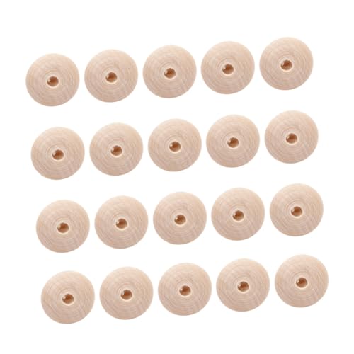 HOMSFOU 20 Stück Teiliges Naturholz Abacus Perlen Langlebig mit Runde und Flache Formen für DIY Schmuckherstellung Ketten und Bastelprojekte Wiederverwendbar und Farbneutral von HOMSFOU