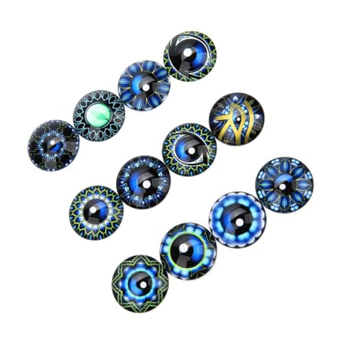 HOMSFOU 20 Stück Teiliges Runde Glas Cabochon Patches in Blau Kreative DIY Schmuckmaterialien für Ohrringe Uhren und Bastelarbeiten Langlebige Glasaufkleber für Vielseitige Dekorationen von HOMSFOU