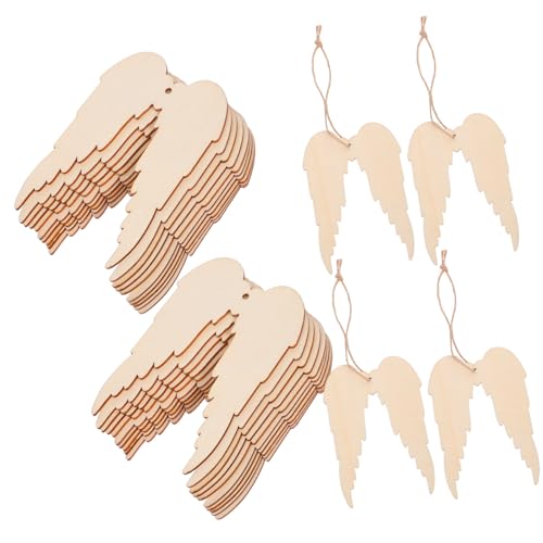 HOMSFOU 20 Stück Teiliges Unbemalter Hölzerner Engelsflügel Anhänger mit Loch und Kordel Vielseitige DIY Deko für Weihnachten Thanksgiving Party für Kreative Bastelprojekte und HOMSFOU 20 Stück Teiliges Unbemalter Hölzerner Engelsflügel Anhänger mit Loch und Kordel Vielseitige DIY Deko für Weihnachten Thanksgiving Party für Kreative Bastelprojekte und von HOMSFOU