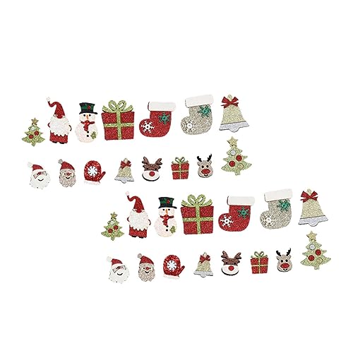 HOMSFOU 20 Stück Teiliges Weihnachtsstoff Patch mit Glänzenden Applikationen Bunte DIY Nähaufnäher für Kleidung Taschen und Bastelprojekte Zufällige Designs und Angenehm zu Tragen von HOMSFOU