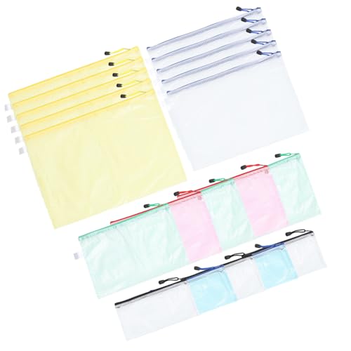 HOMSFOU 20 Stück Transparente Reißverschluss Datei Taschen Wasserdichte Organizer für Dokumente Bürobedarf und Schulmaterialien von HOMSFOU