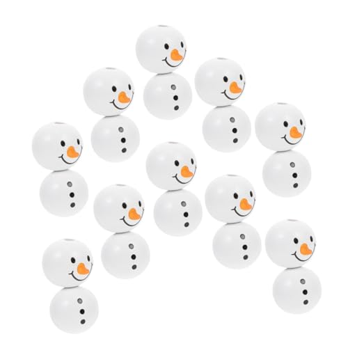 HOMSFOU 20 Stück Weihnachts Holzperlen Diy Schneemann Perlen für Festliche Dekorationen Runde Holzperlen für Bastelprojekte und Schmuckherstellung von HOMSFOU