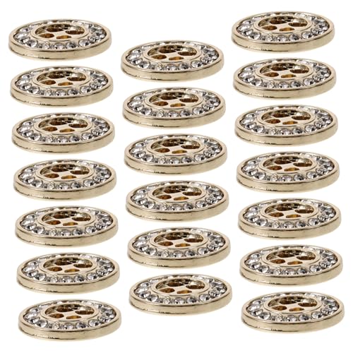 HOMSFOU 20 Stück metallische Hemdjacke Form klein Kleidung Hemden Mode Nähen Dame Kristallknöpfe Luxusknöpfe stylische Knöpfe Strass Verzierungen Vier-Augen-Metallknopf Legierung Golden von HOMSFOU