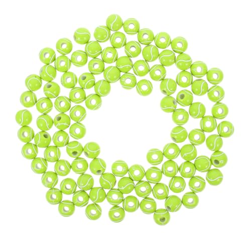 HOMSFOU 200 Stck Große Grüne Acryl Tennis Perlen mit Großem Loch Runde DIY Schmuckperlen für Armband Halskette Basteln Langlebige Schmuckelemente zum Auffädeln und Dekorieren von HOMSFOU