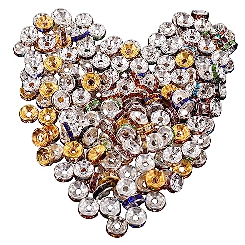 HOMSFOU 200 Stück Glitzernde Spacer Perlen Runde Glasperlen für Diy Schmuckherstellung Bunte Bastelperlen für Armbänder und pro Packung von HOMSFOU