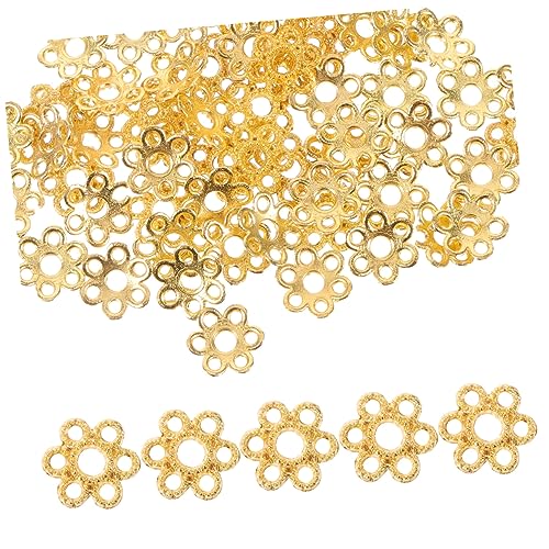 HOMSFOU 200 Stück Goldene Metallperlen Kappen Blütenform Schmuckzubehör für Diy und Armbänder Handgemachte Bastelmaterialien von HOMSFOU