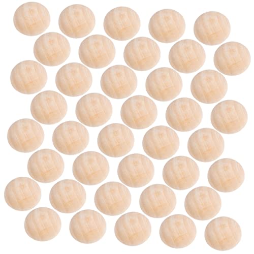 HOMSFOU 200 Stück Halbe Holzperlen Diy Holz Bastelperlen Unbearbeitete Halbkugeln für Kreative Projekte und Schmuckherstellung Natürliche Holzfarbe von HOMSFOU