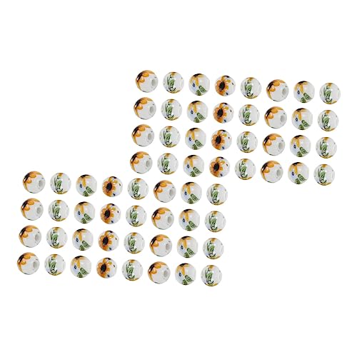 HOMSFOU 200 Stück Porzellanperlen Blumenmuster Keramikperlen für Diy Schmuckherstellung Runde Beads für Armbänder und Mehr von HOMSFOU