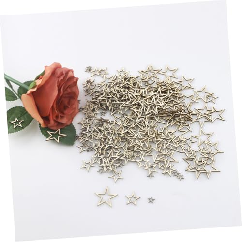 HOMSFOU 200 Stück Teiliges Holz Fünfzackige Sternformen Mix DIY Bastelholzstücke Naturmaterialien für Kreative Handarbeiten Kindergeburtstag Hochzeit Verzierung von HOMSFOU