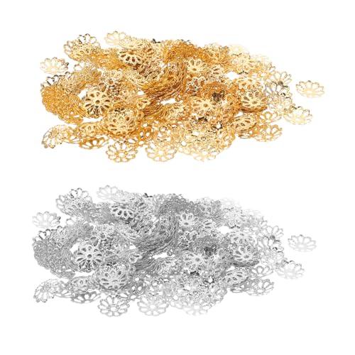HOMSFOU 2000 Stück Schneeflocken Blumenperlenkappen Metall Spacer für Diy Schmuckherstellung Filigrane Hohle Endkappen für Armbänder Halsketten Ohrringe Perlenkappen Vielseitig Verwendbar von HOMSFOU