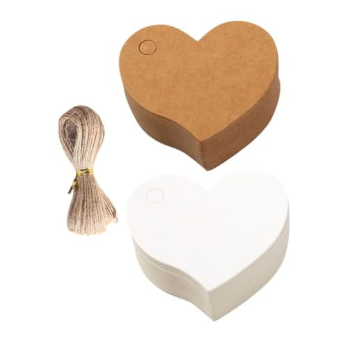 HOMSFOU 200Stücke Valentinsherz Papieranhänger Mit Schnur Leere Kraftpapier Anhänger Herzform Für DIY Projekte Hochzeitsfeiern Und Dekorationen von HOMSFOU