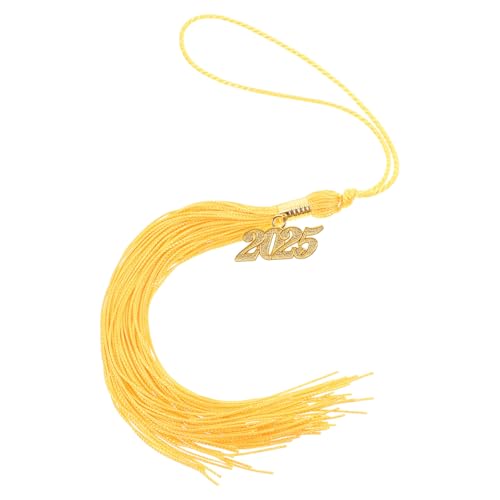 HOMSFOU 2025 Abschlusskappen-Quaste mit Goldanhänger - Robuste Polyester-Graduierungsquaste für Abschlussfeiern & Fotoshootings (40 cm, Zinklegierung) von HOMSFOU