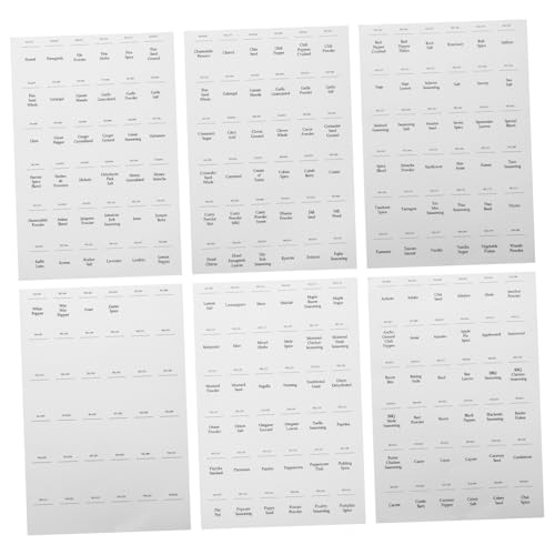 HOMSFOU 216 Stück Wasserdichtes und öldichtes Etikett Etiketten für Gläser bedruckte Etiketten für Gewürzdosen Gewürzaufkleber zum Würzen Label-Patch PVC selbstklebend Weiß von HOMSFOU