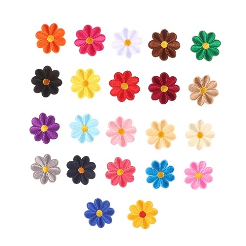 HOMSFOU 22 Stück Teiliges Sonnenblumen Stickapplikationen zum Aufnähen und Aufbügeln Bunte DIY Nähflicken für Kleidung Jeans Hüte Langlebige Textilpatches zur Reparatur und von HOMSFOU