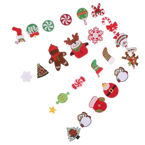 HOMSFOU 23 Stück Teiliges Weihnachts Aufnäher Bestickte Schneemann und Weihnachtsbaum Patches zum Aufbügeln oder Annähen Langlebige Applikationen für DIY Kleidung Festliche Motive für von HOMSFOU