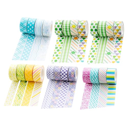 HOMSFOU 24 Rollen Washi-Tape klebrig Sammelalbum Mini-Washi-DIY-Tapes Bastelbänder selber machen Blumenwickelbänder Washi Tape zum Aufzeichnen Cartoon-Klebeband Aufkleber Zufällige Farbe von HOMSFOU