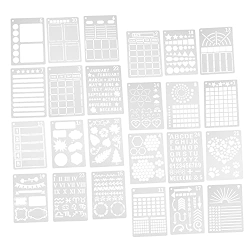 HOMSFOU 24 Stück Journalschablonen für Scrapbooking Wiederverwendbare Malvorlagen für Notizbuchgestaltung und DIY Projekte von HOMSFOU