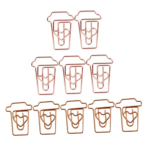 HOMSFOU Stück Kreative Büroklammern in Kaffeetassen Design Boxen aus Hochwertigem für Büro und Schule in Gold und Roségold und Lesezeichen Klammern von HOMSFOU