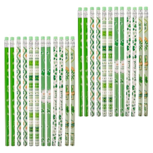 HOMSFOU 24 Stück Patrick's Day Holzbleistifte mit Vierblättrigem Kleeblatt Design Schreibwaren für Schüler und Jugendliche mit Radiergummi Langlebig und Farbintensiv HOMSFOU 24 Stück Patrick's Day Holzbleistifte mit Vierblättrigem Kleeblatt Design Schreibwaren für Schüler und Jugendliche mit Radiergummi Langlebig und Farbintensiv von HOMSFOU