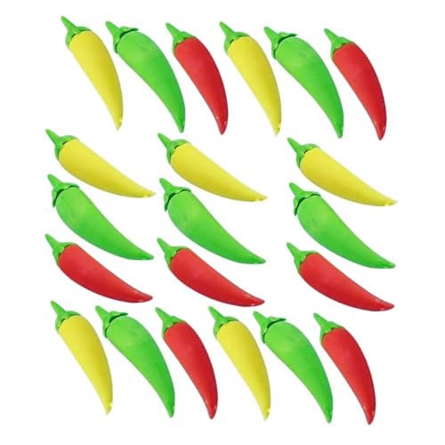 HOMSFOU 24 Stück Pfefferradierer Künstliche Frucht Mini-radierer Masse Mini -tierrotler Süße Radiergummis Kawaii Künstliches Gemüse Fruchtradierer Für Chili-pfeffer-mittelstück von HOMSFOU