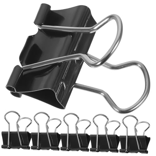 HOMSFOU 24 Stück Schwarze Langbinderclips Büroklammern Dokumentenfixierung für Dateien Tickets und Fotos Multifunktionale Büro und Schulbedarf von HOMSFOU