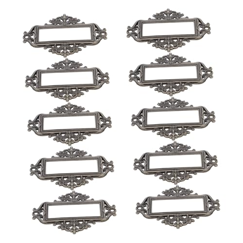 HOMSFOU 24 Stück Teilig Vintage Metall Etikettenhalter Metallrahmen Namensschild Kartenhalter für Holzschubladen Büro Aktenordner Schrankbeschriftung Vielseitig Langlebig von HOMSFOU