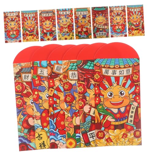 HOMSFOU 24 Stück Teiliges Chinesischer Roter Umschläge mit Traditionellen Dragon Motiven Großformatig Langlebig Bedruckt für Lunar Year Geschenkumschläge und Festdekoration HOMSFOU 24 Stück Teiliges Chinesischer Roter Umschläge mit Traditionellen Dragon Motiven Großformatig Langlebig Bedruckt für Lunar Year Geschenkumschläge und Festdekoration von HOMSFOU