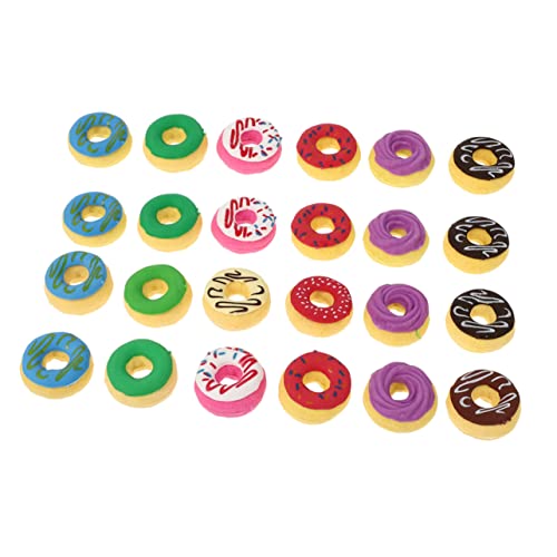 HOMSFOU 24 Stück Teiliges Radiergummi Set Donut Design Bunte Schüler Radiergummis Lustige Radierer für Weiche Einfache Handhabung als Schulzubehör und Kleine Geschenke von HOMSFOU