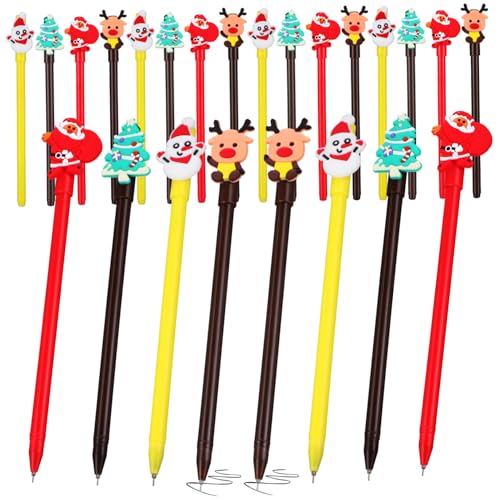 HOMSFOU 24 Stück Weihnachtsstifte Kawaii Kugelschreiber mit Niedlichen Designs für Schule Büro und Feiertage Langlebige Glatte Schreibwaren für Kreative Bastelprojekte von HOMSFOU