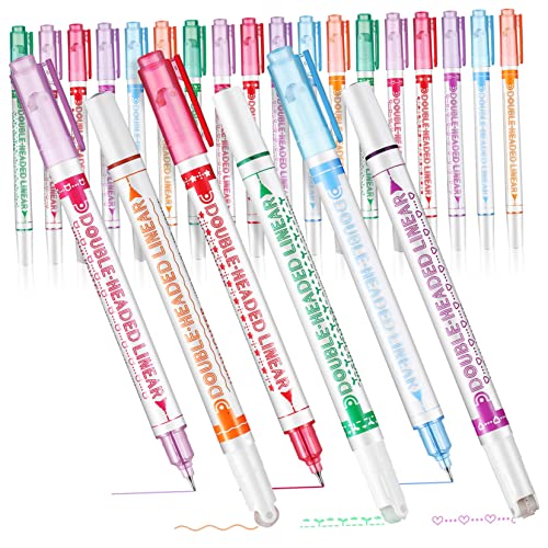 HOMSFOU 24Stücke Hochlighter Stifte mit Doppelspitzen Verschiedenen Marker für Schule Büro und Kreative Projekte für Notizen Karten und DIY Dekorationen von HOMSFOU
