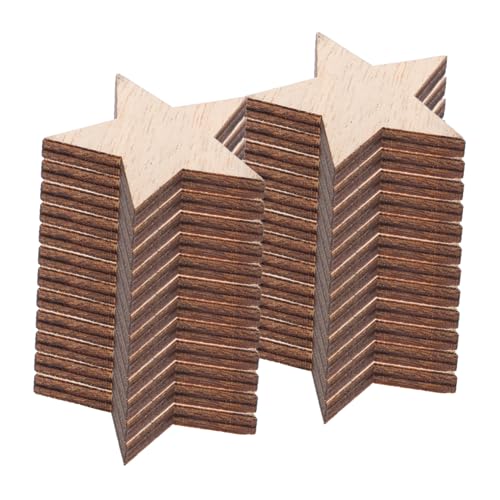 HOMSFOU 25 Stück Kleine Sternornamente aus massivem Holz Holzornamente für das Kunsthandwerk Glitzersternaufkleber Holzhandwerk Bastelsterne aus Holz basteln für weihnachten hölzern Brown von HOMSFOU