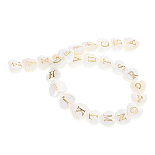 HOMSFOU 26 Stück Alphabet-Schmuck Perlen für Schmuckhersteller Herzen Briefperlen Reiz Buchstabenperlen in Herzform gemacht weiße Muschelanhänger Charme-Kits Charm-Accessoires weiße Schale HOMSFOU 26 Stück Alphabet-Schmuck Perlen für Schmuckhersteller Herzen Briefperlen Reiz Buchstabenperlen in Herzform gemacht weiße Muschelanhänger Charme-Kits Charm-Accessoires weiße Schale von HOMSFOU